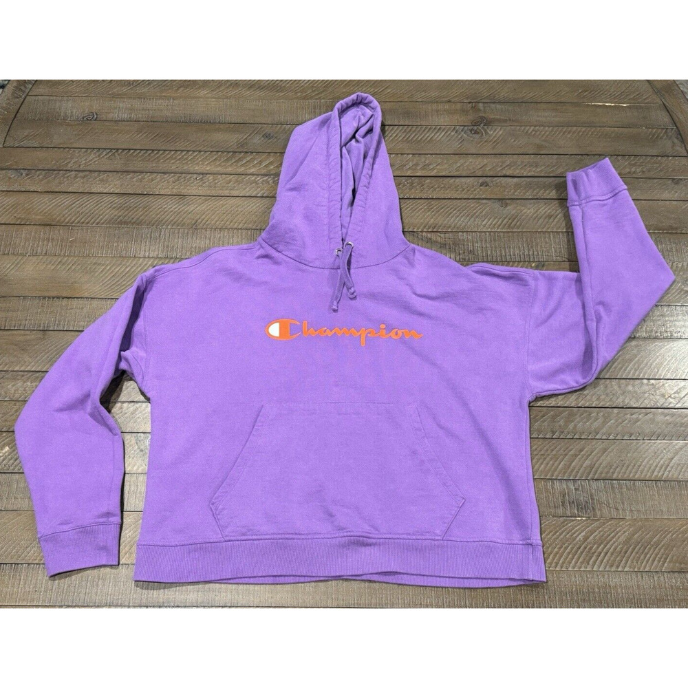 Champion Powerblend Hoodie Script - Purple/Orange Logo - Women's XL